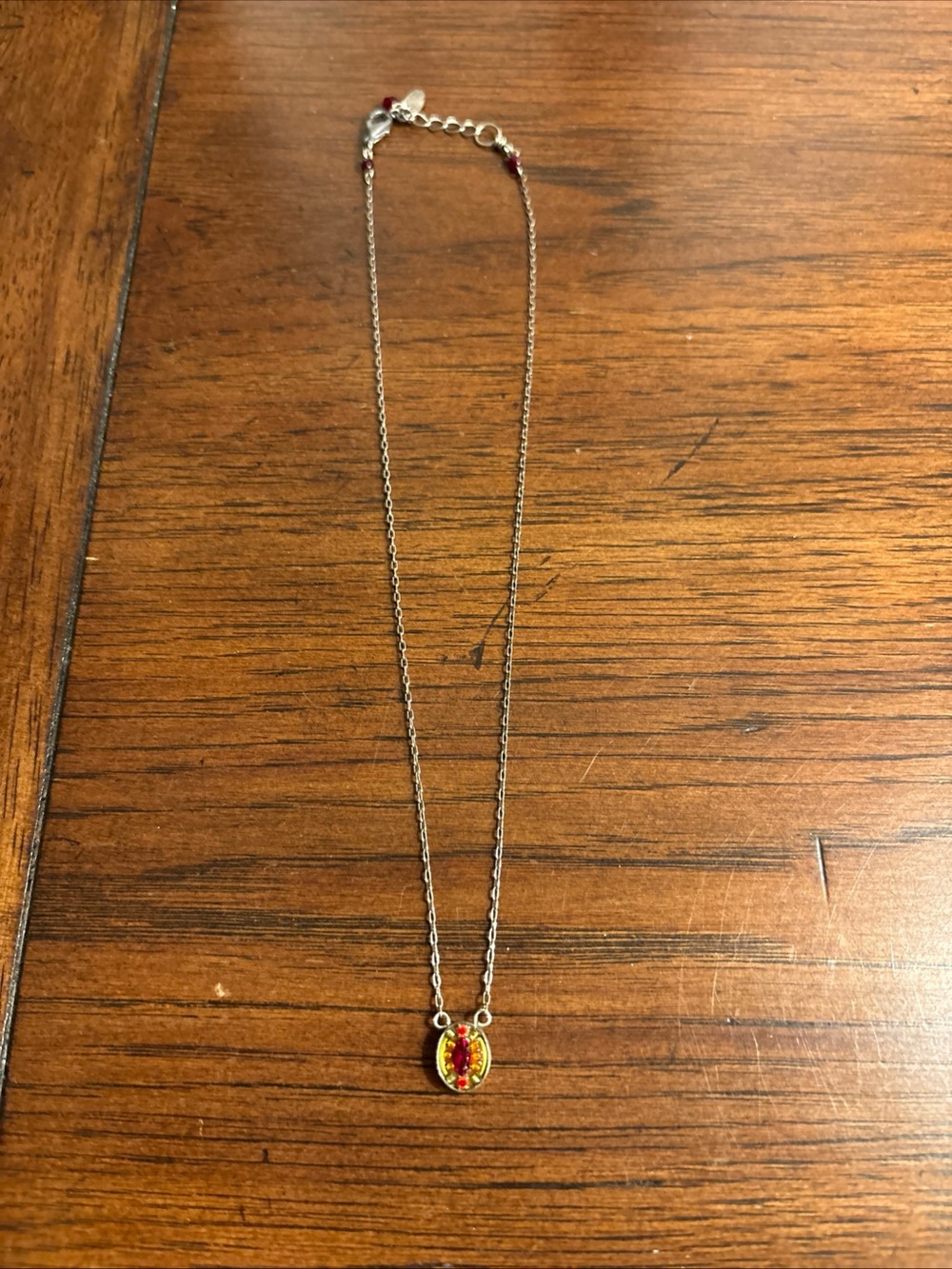 Firefly Multicolor Crystal Red colored Oval Pendant Necklace